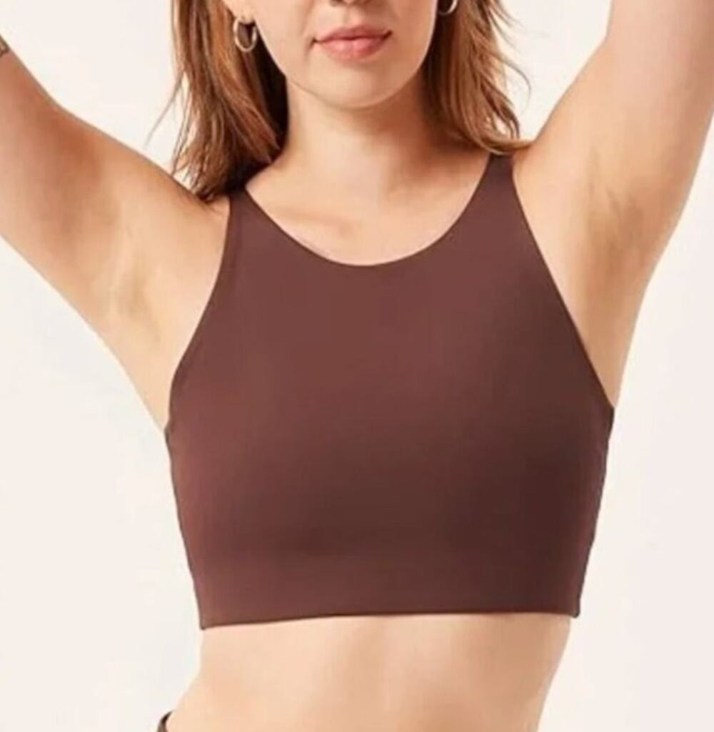 NWT Girlfriend Collective Topanga Halter Sports Bra Size XL Brown Workout Yoga